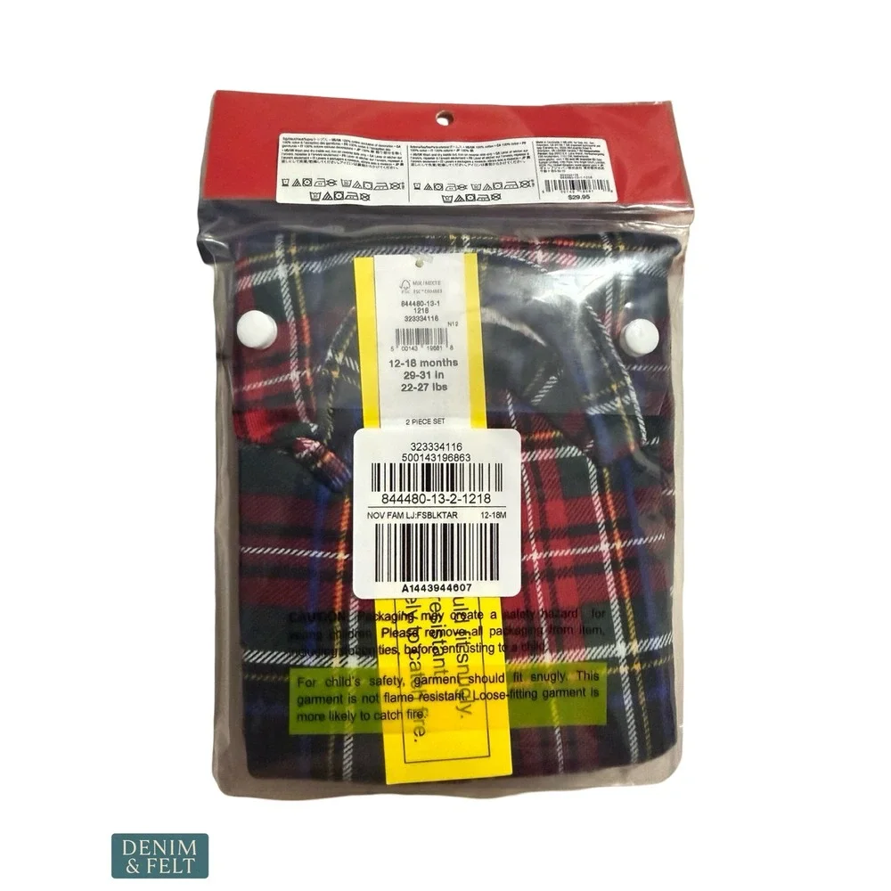 NEW Gap Baby Holiday Plaid Brushed Cotton Christmas Pajamas PJ Set 12-18M‎ Cozy